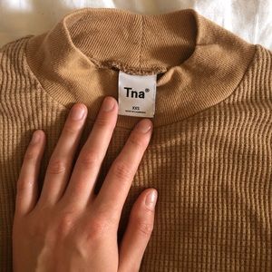 Tna waffle mock neck shirt